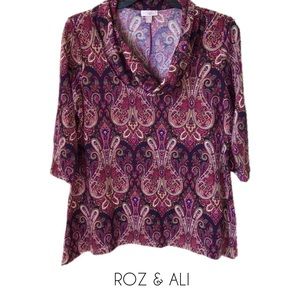 Roz & Ali | Red Paisley Turtleneck Tunic